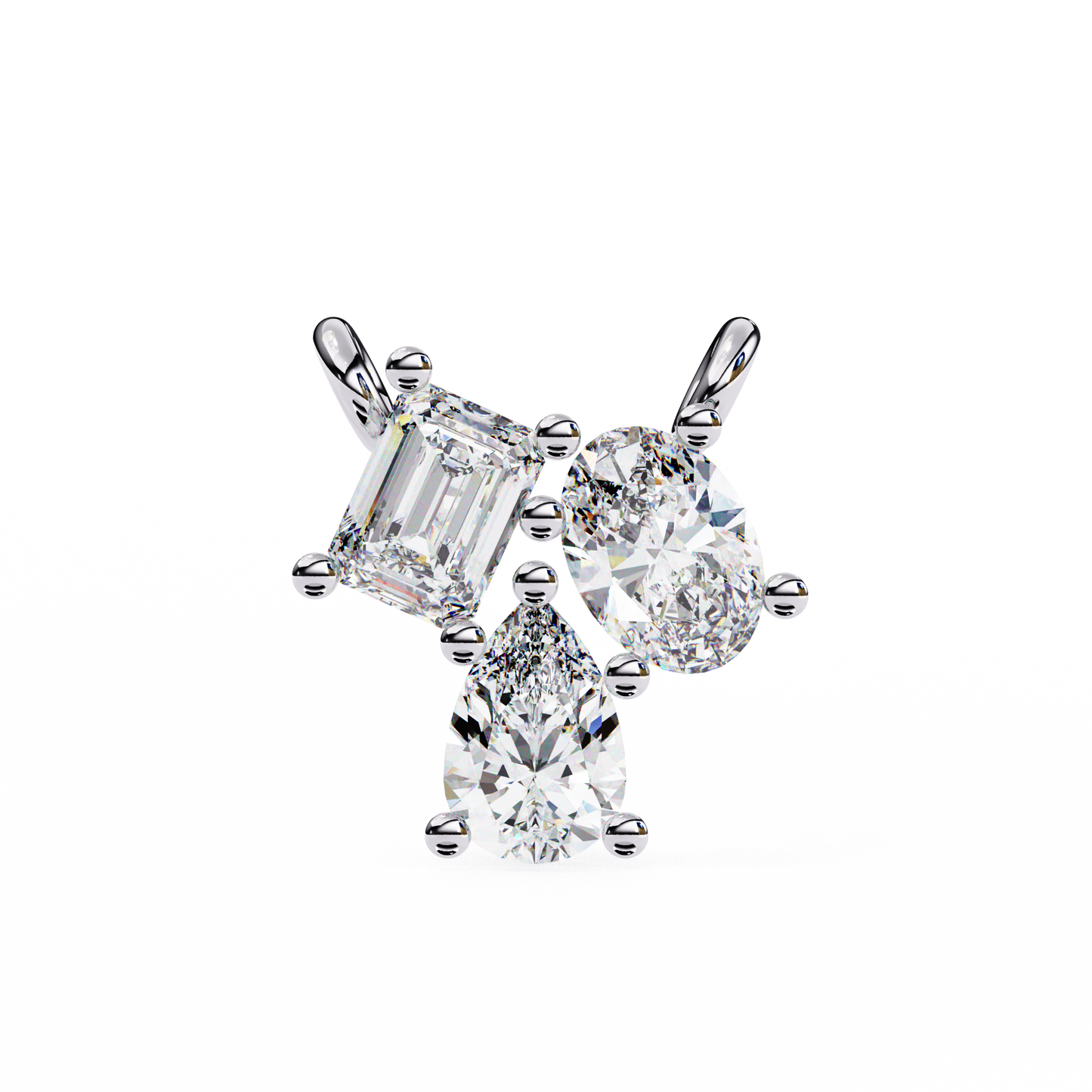 Trinity Glow – Emerald, Oval & Pear Lab Diamond Chain Pendant