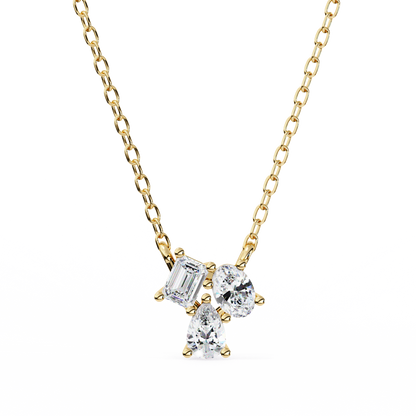 Trinity Glow – Emerald, Oval & Pear Lab Diamond Chain Pendant