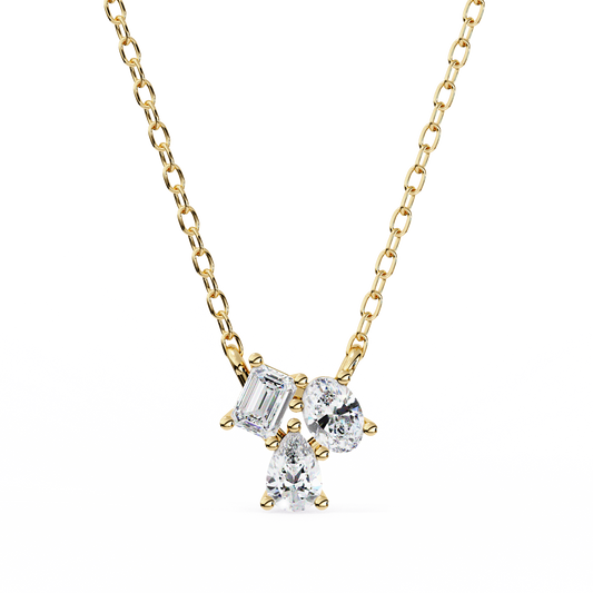 Trinity Glow – Emerald, Oval & Pear Lab Diamond Chain Pendant