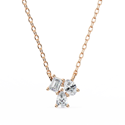 Trinity Glow – Emerald, Oval & Pear Lab Diamond Chain Pendant