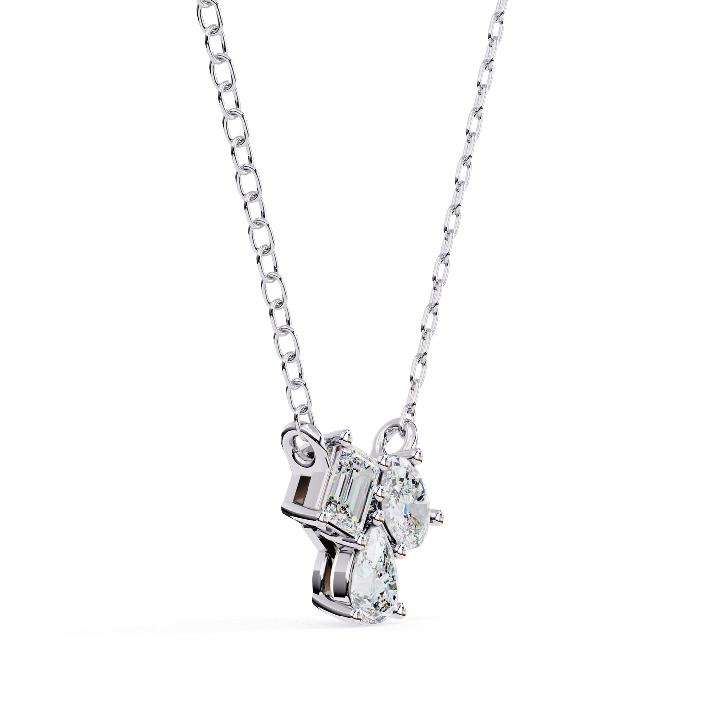 Trinity Glow – Emerald, Oval & Pear Lab Diamond Chain Pendant