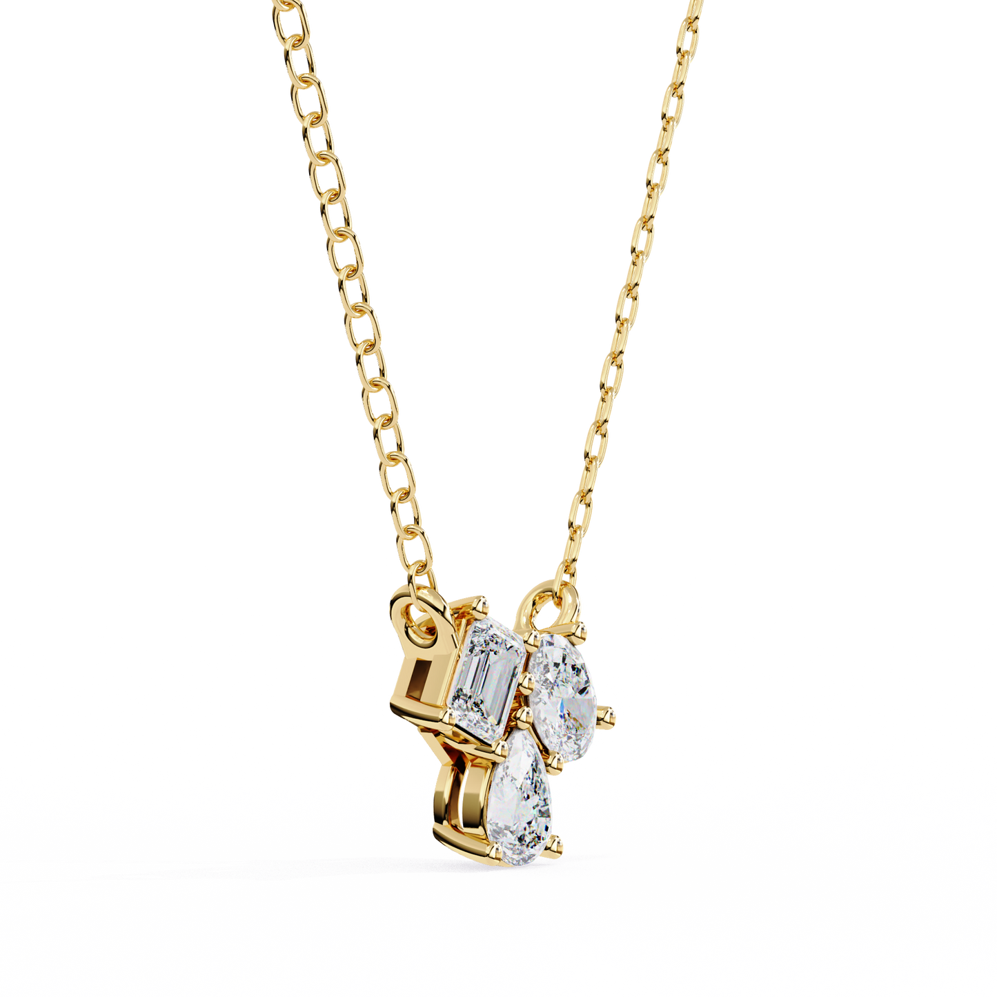 Trinity Glow – Emerald, Oval & Pear Lab Diamond Chain Pendant