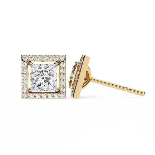 Twilight Twist – Princess & Round Lab Diamond Earrings