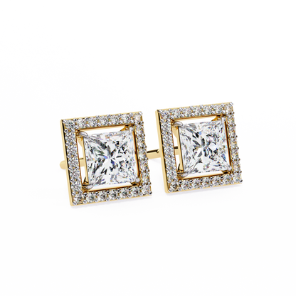 Twilight Twist – Princess & Round Lab Diamond Earrings