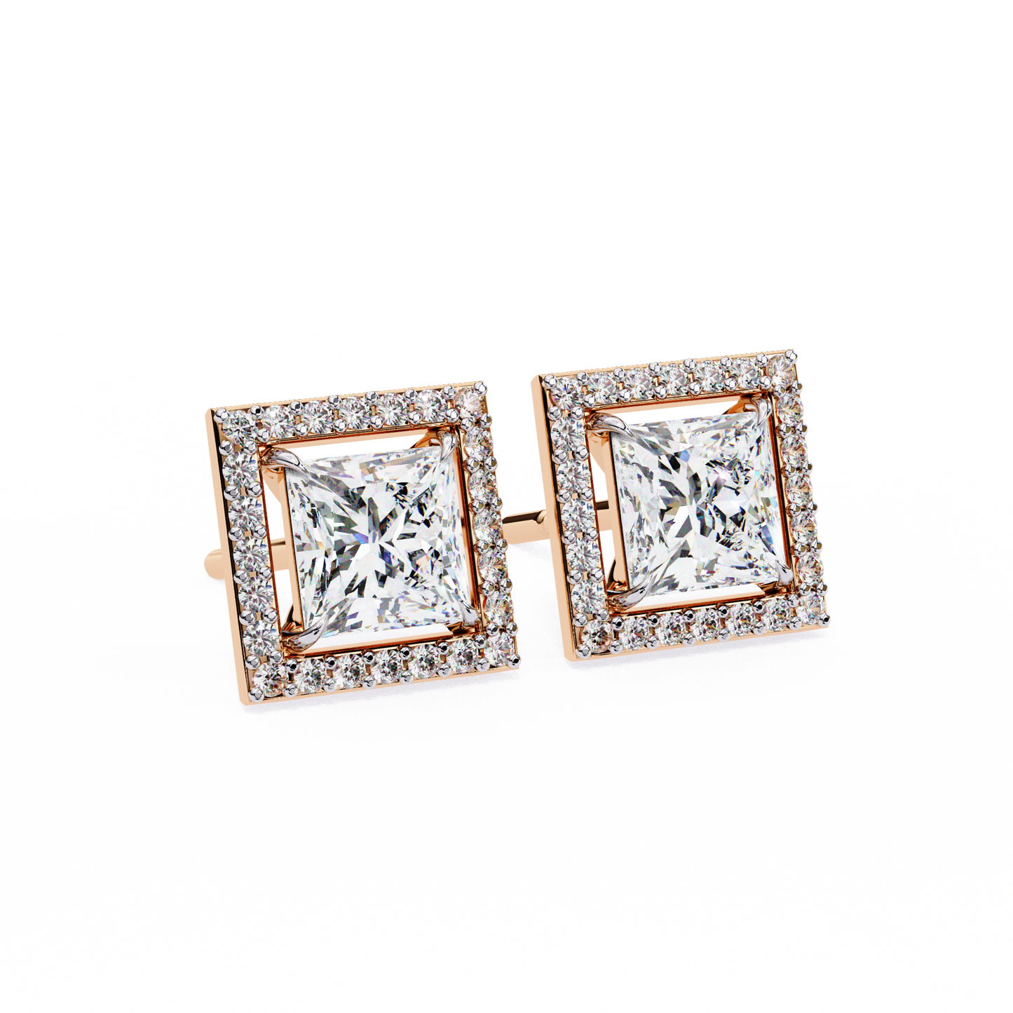 Twilight Twist – Princess & Round Lab Diamond Earrings