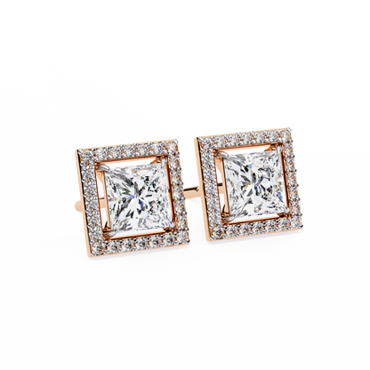 Twilight Twist – Princess & Round Lab Diamond Earrings