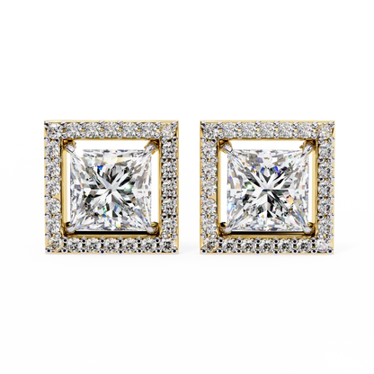 Twilight Twist – Princess & Round Lab Diamond Earrings