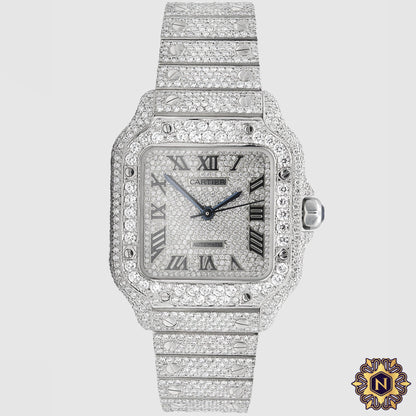 ICED OUT CARTIER
SANTOS 35MM
MEDIUM DIAMOND
WATCH 15.5CT.