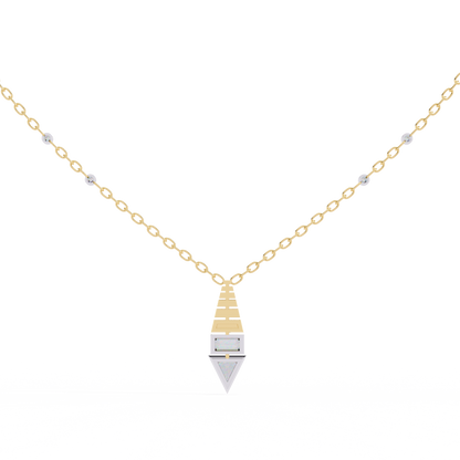 Geometric Bloom – Baguette, Triangle & Round Lab Diamond Necklace
