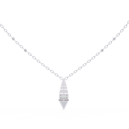 Geometric Bloom – Baguette, Triangle & Round Diamond Necklace