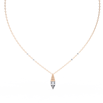 Geometric Bloom – Baguette, Triangle & Round Diamond Necklace