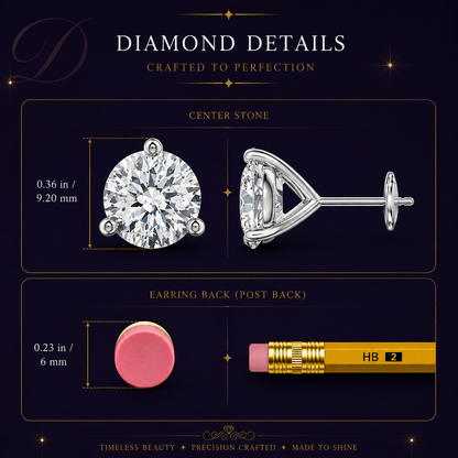 6.0CTW 14K Lab-Grown Prong-Set Round Diamond Martini Stud Earrings