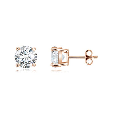 3.00 CTW 14K Lab-Grown Basket-Set Solitaire Diamond Stud Earrings
