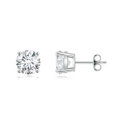 3.00 CTW 14K Lab-Grown Basket-Set Solitaire Diamond Stud Earrings