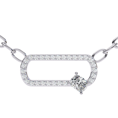 Cushion Orbit – Cushion & Round Lab Diamond Halo Necklace