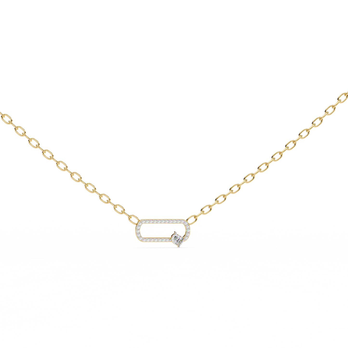 Cushion Orbit – Cushion & Round Lab Diamond Halo Necklace