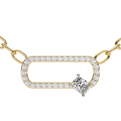 Cushion Orbit – Cushion & Round Lab Diamond Halo Necklace