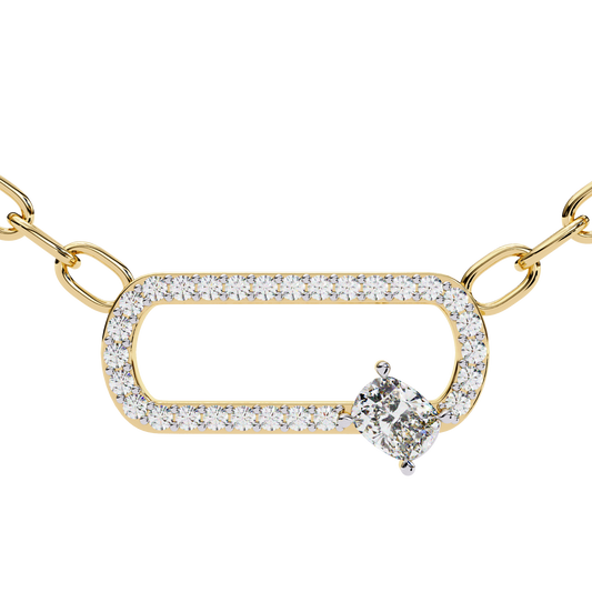 Cushion Orbit – Cushion & Round Diamond Halo Necklace