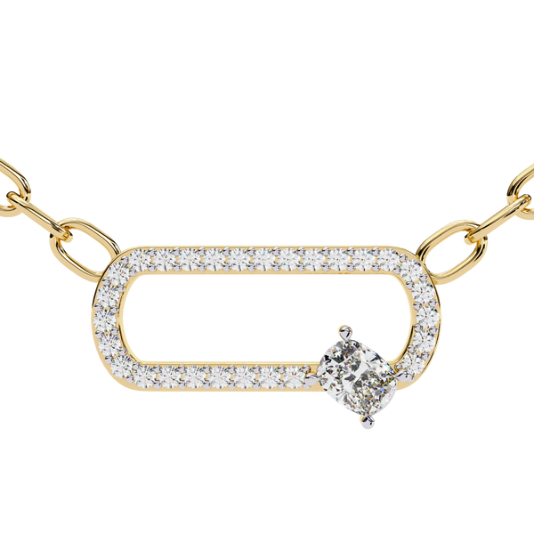 Cushion Orbit – Cushion & Round Diamond Halo Necklace