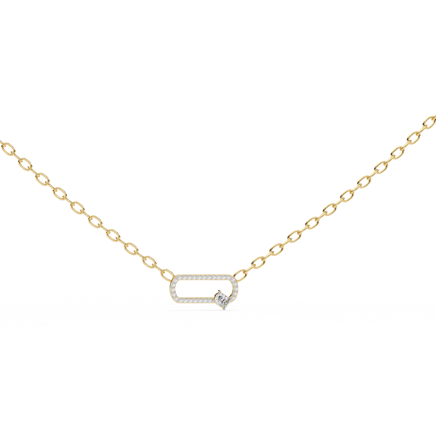 Cushion Orbit – Cushion & Round Lab Diamond Halo Necklace