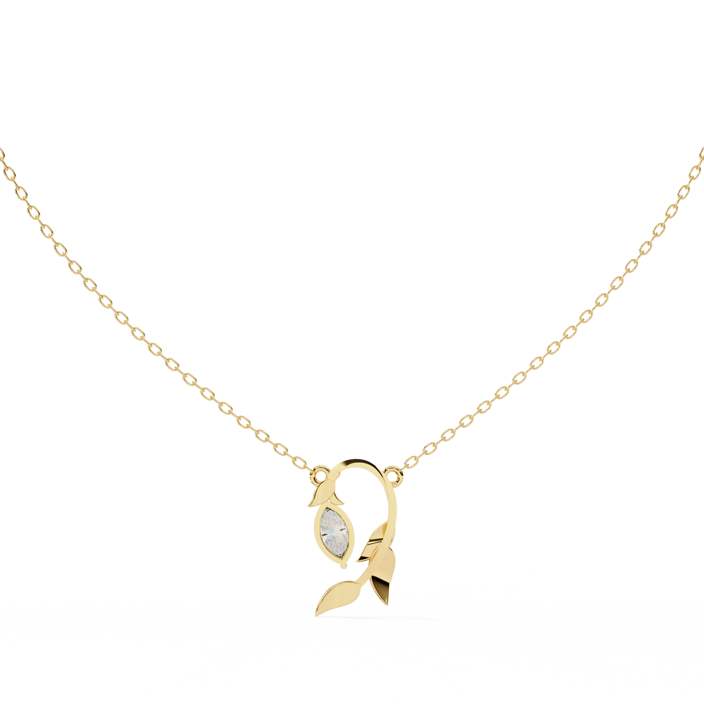 Leaflight – Marquise Lab Diamond Leaf Necklace