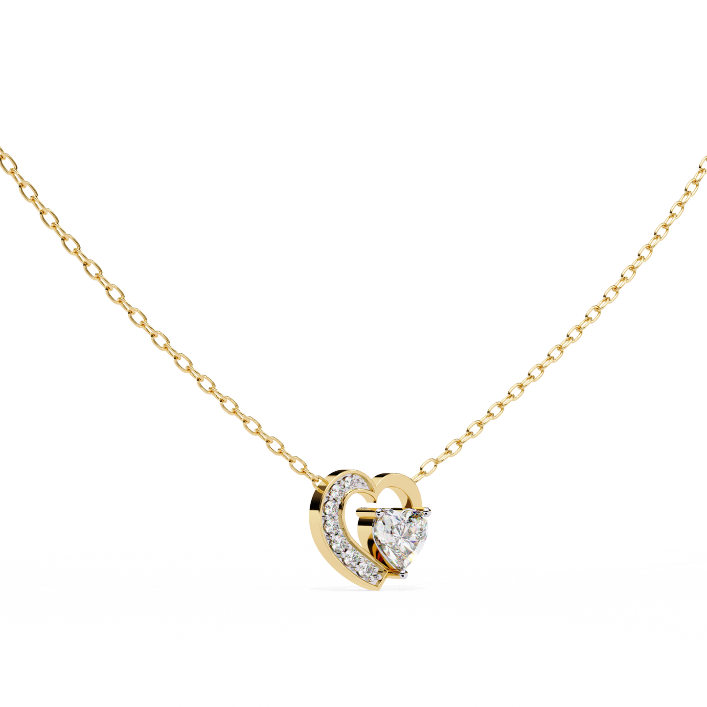 Heartline – Heart & Round Lab Diamond Cluster Necklace