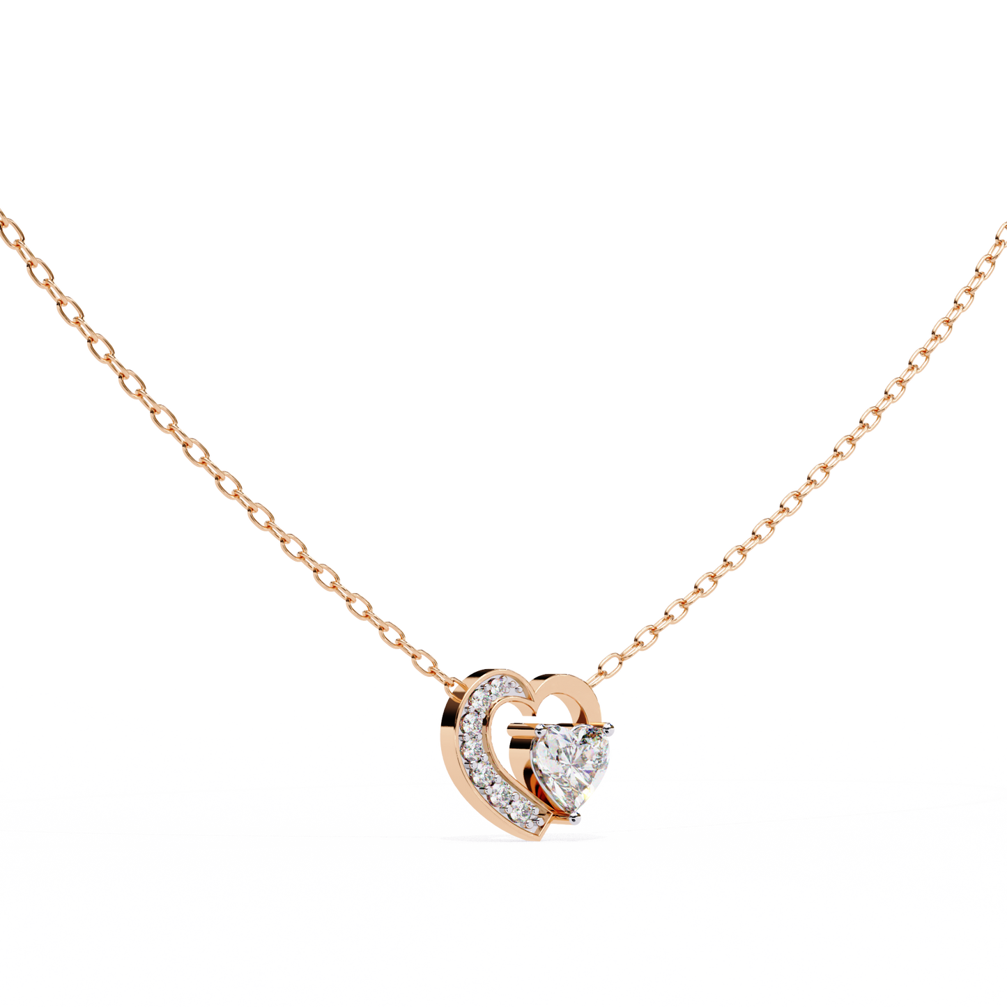 Heartline – Heart & Round Lab Diamond Cluster Necklace