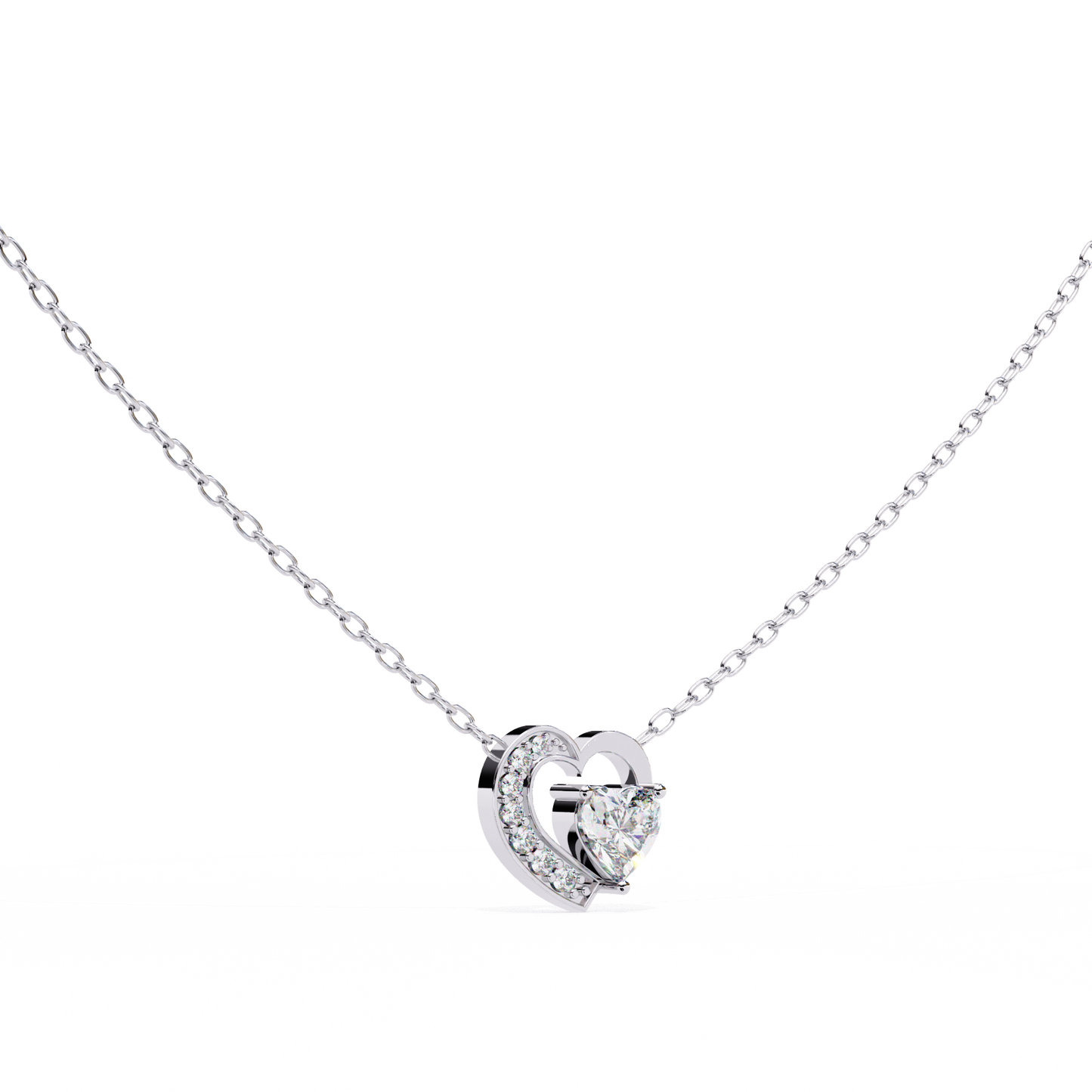 Heartline – Heart & Round Lab Diamond Cluster Necklace