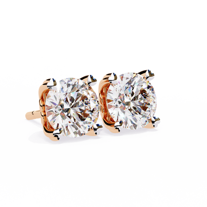 Lyra Studs – Round Lab Diamond Classic Solitaire Earrings
