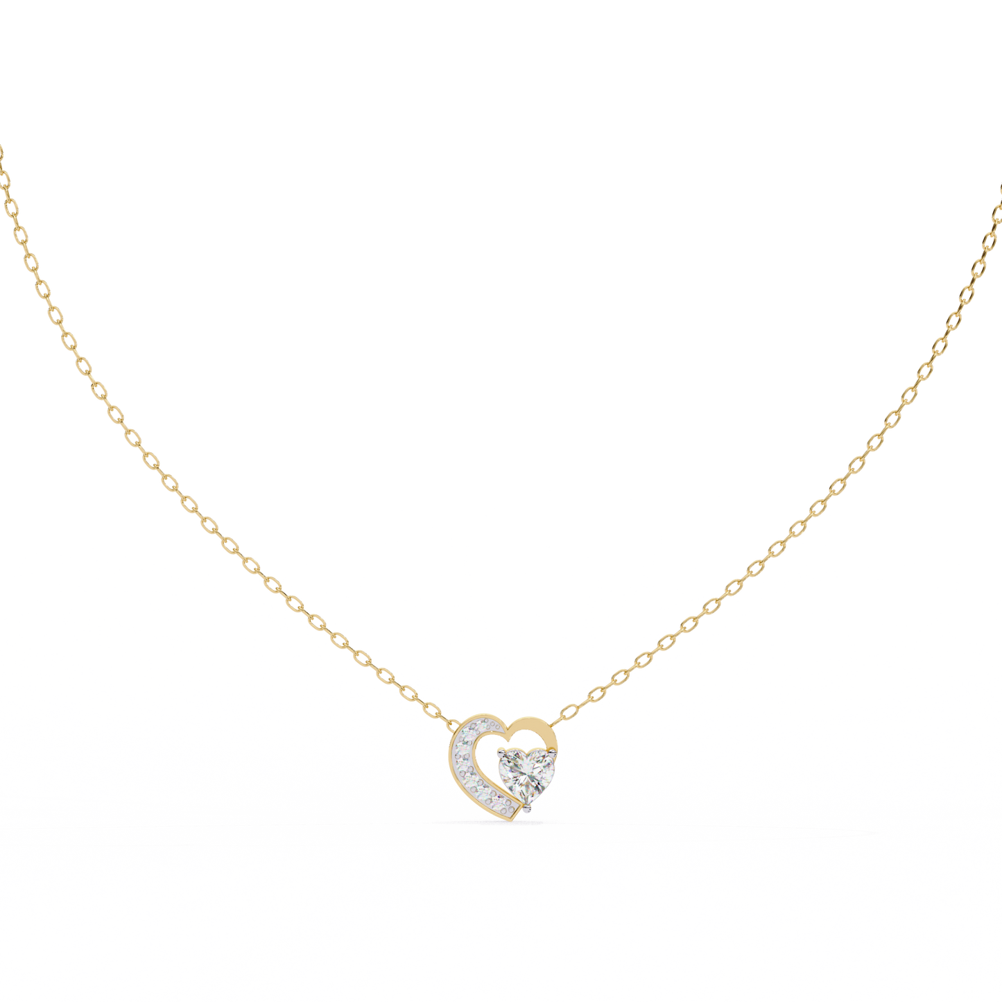 Heartline – Heart & Round Lab Diamond Cluster Necklace