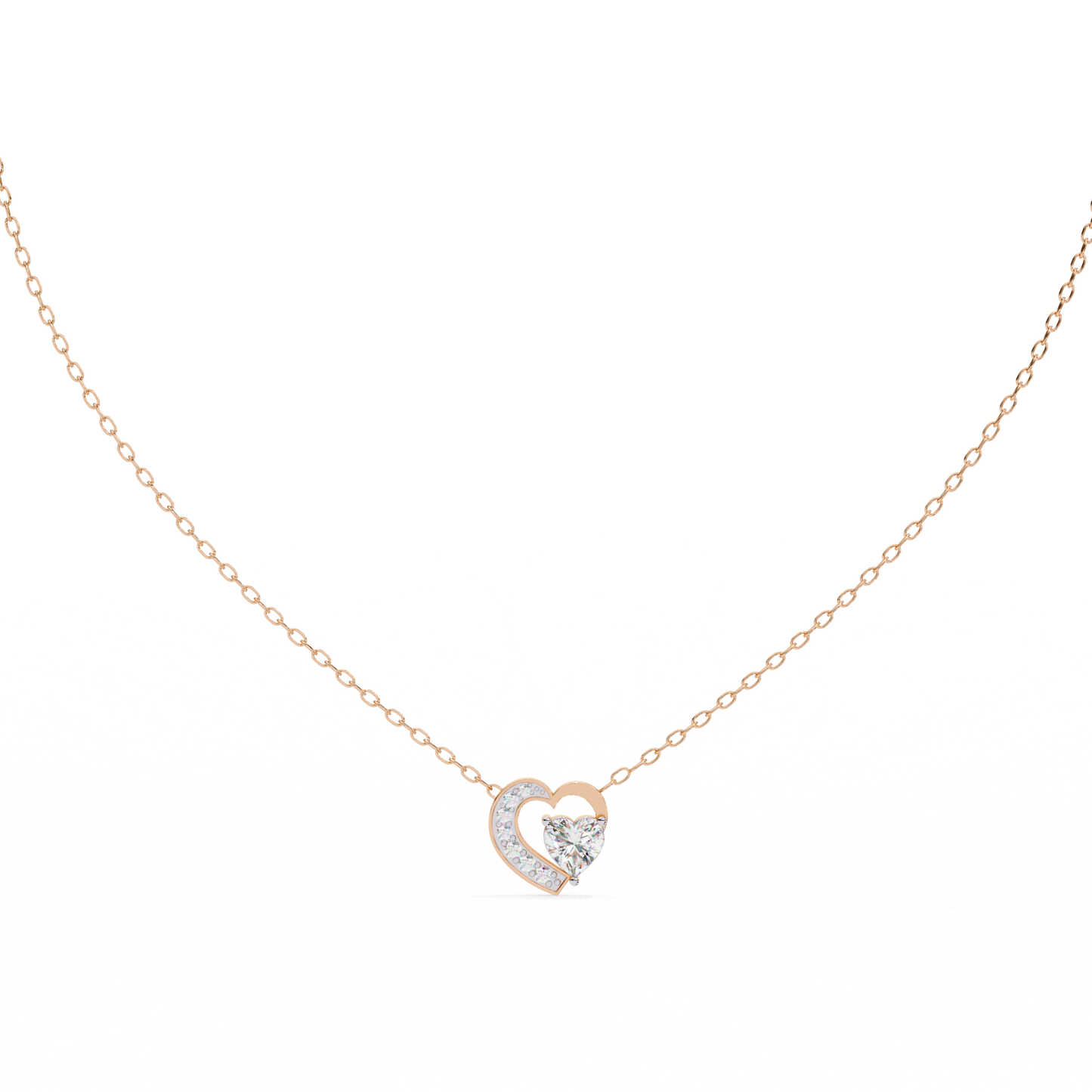Heartline – Heart & Round Lab Diamond Cluster Necklace