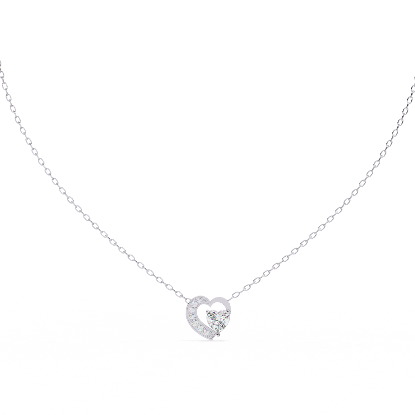 Heartline – Heart & Round Lab Diamond Cluster Necklace