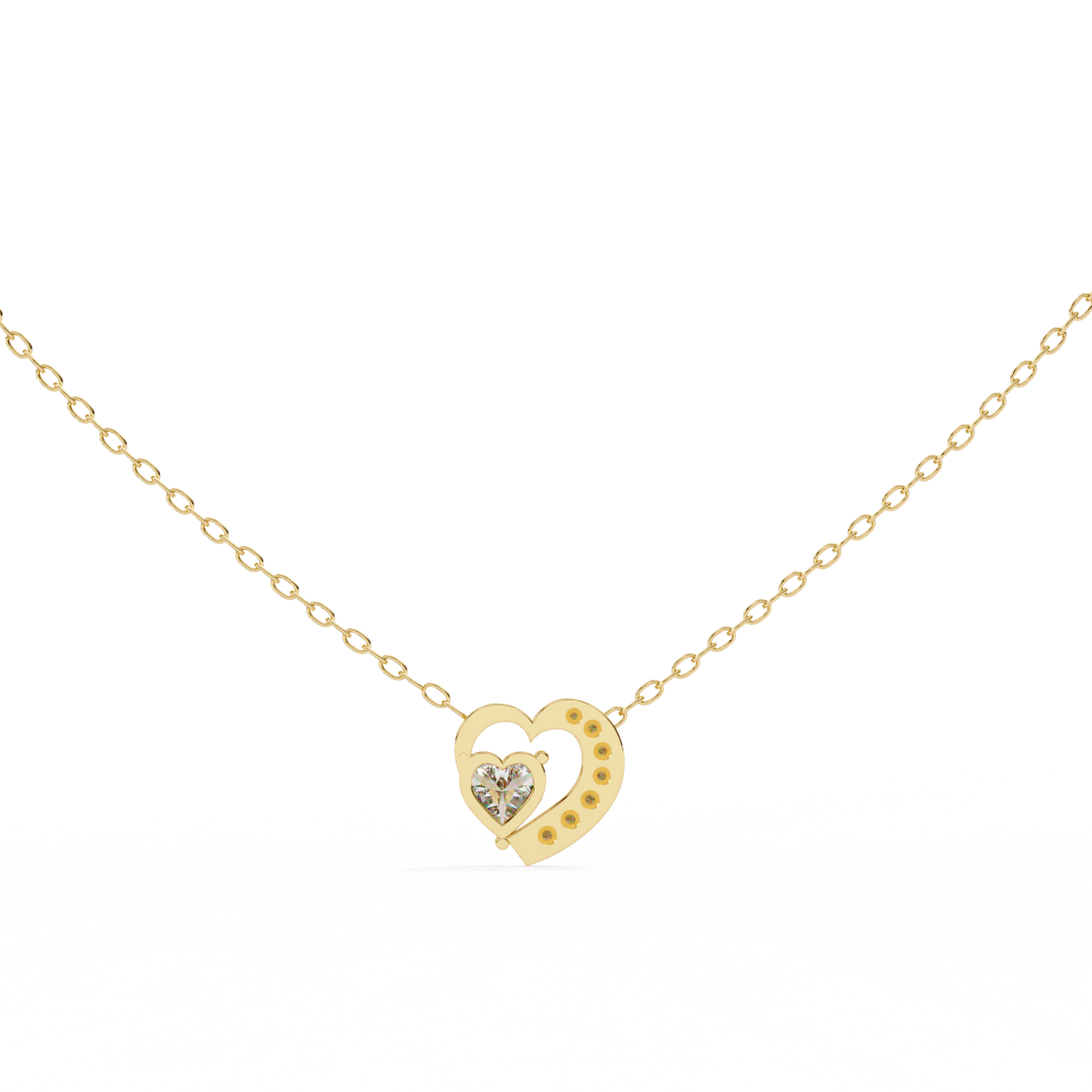 Heartline – Heart & Round Lab Diamond Cluster Necklace