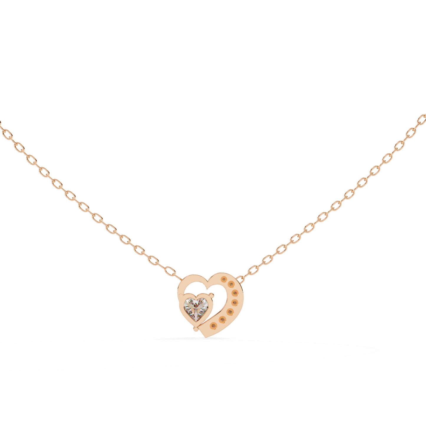 Heartline – Heart & Round Lab Diamond Cluster Necklace