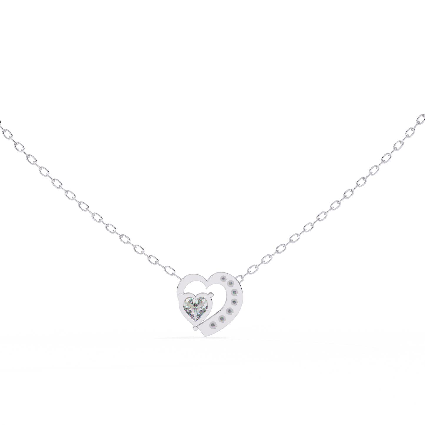 Heartline – Heart & Round Lab Diamond Cluster Necklace