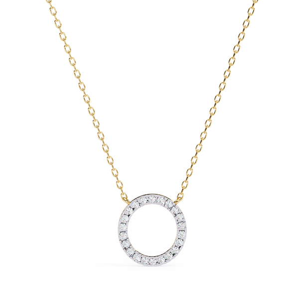 Twinkle Row – Round Diamond Curved Bar Necklace