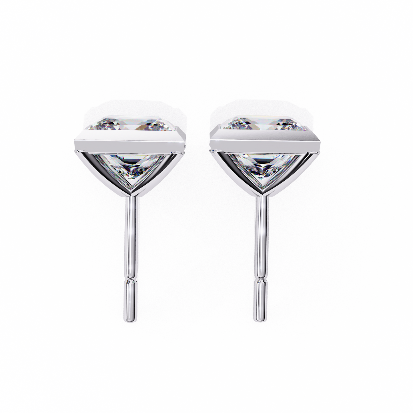 Queen’s Edge – Princess Cut Lab Diamond Stud Earrings