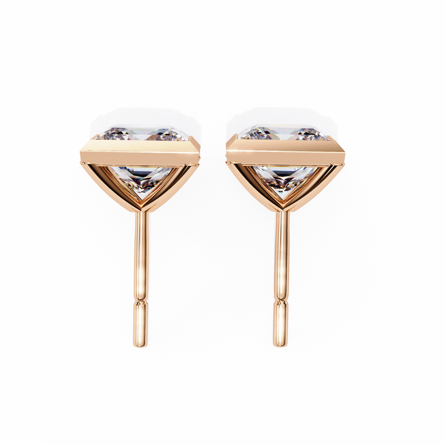 Queen’s Edge – Princess Cut Lab Diamond Stud Earrings