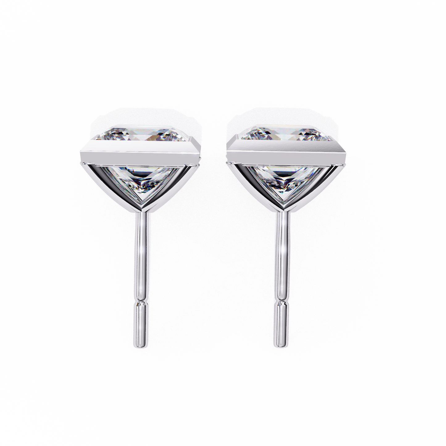 Queen’s Edge – Princess Cut Lab Diamond Stud Earrings