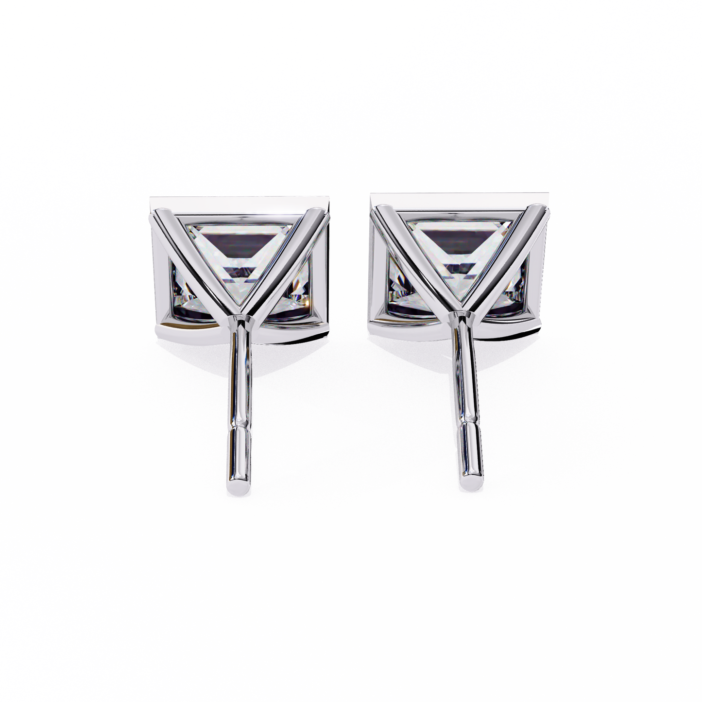 Queen’s Edge – Princess Cut Lab Diamond Stud Earrings