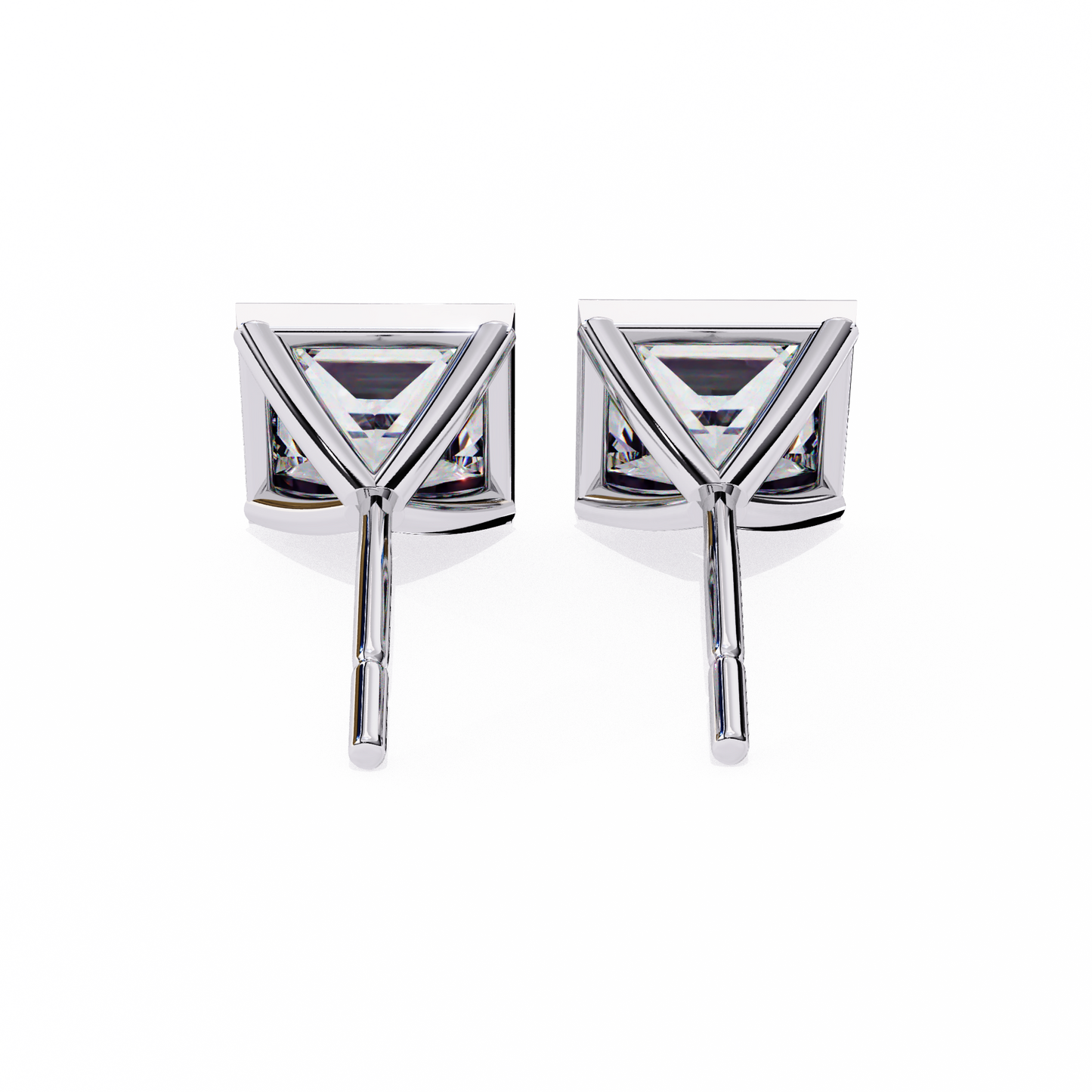 Queen’s Edge – Princess Cut Lab Diamond Stud Earrings
