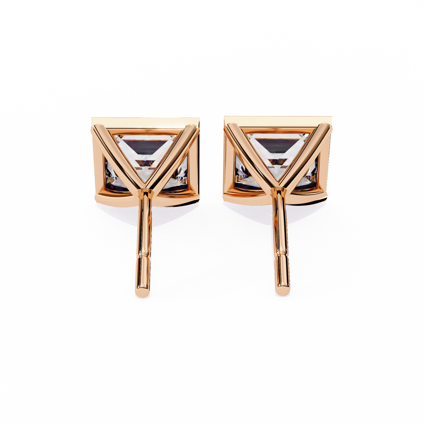 Queen’s Edge – Princess Cut Lab Diamond Stud Earrings