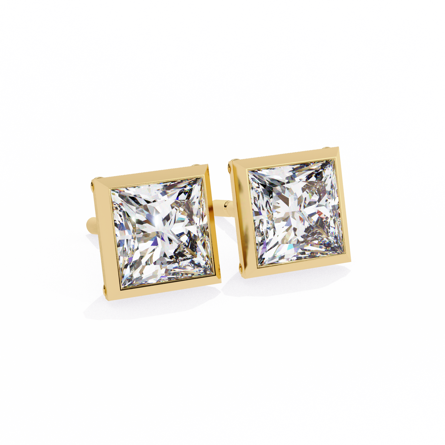 Queen’s Edge – Princess Cut Lab Diamond Stud Earrings