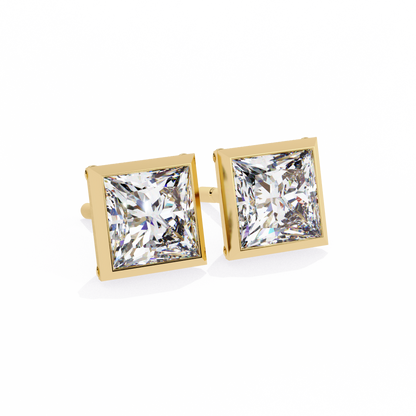 Queen’s Edge – Princess Cut Lab Diamond Stud Earrings