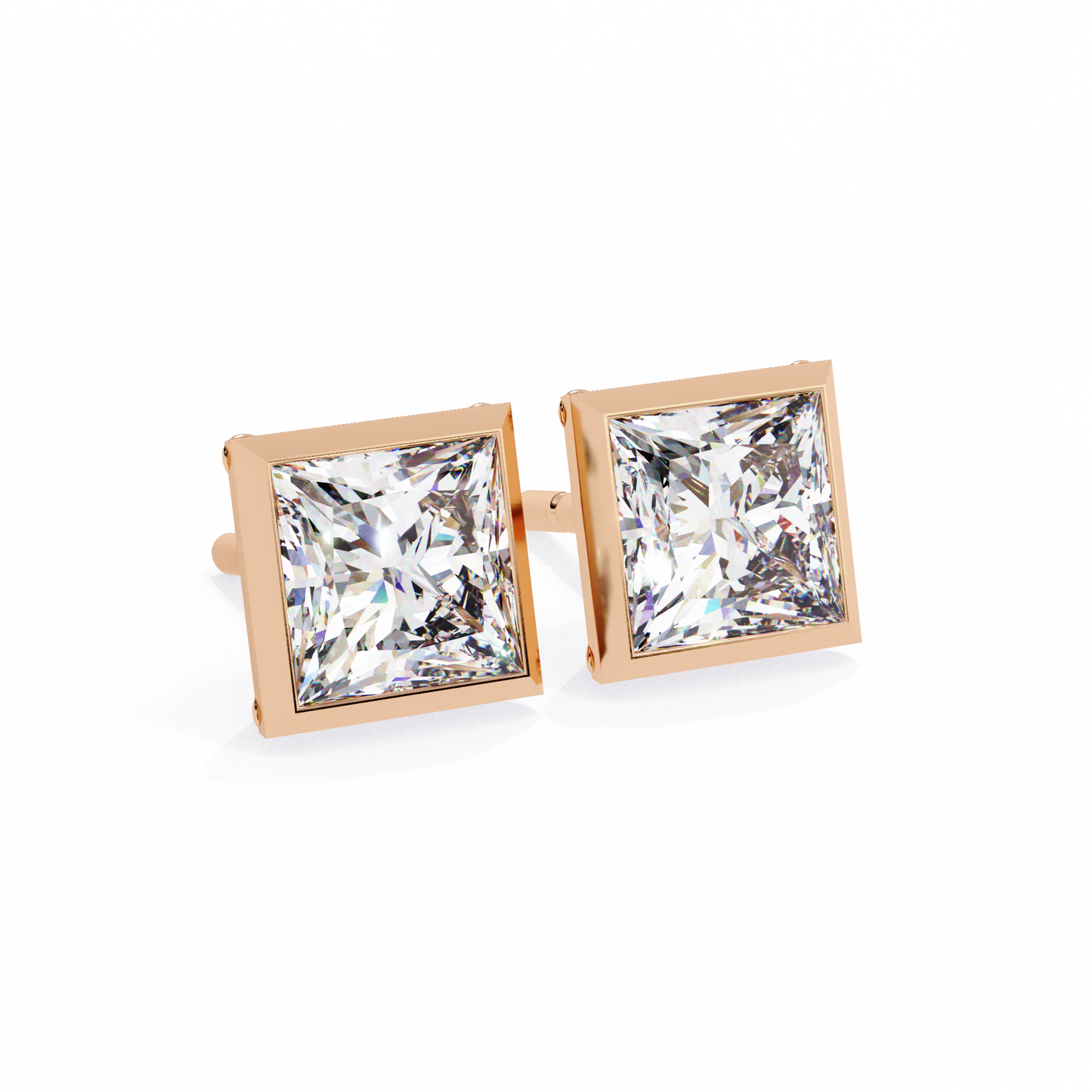 Queen’s Edge – Princess Cut Lab Diamond Stud Earrings
