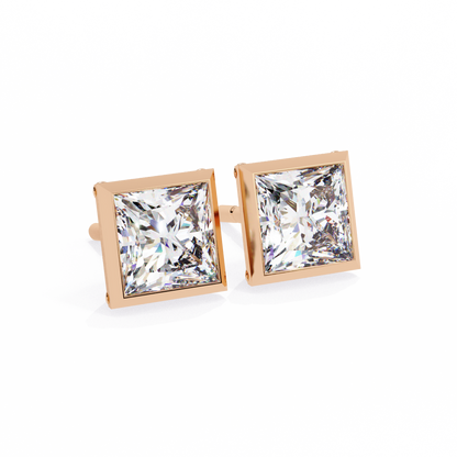 Queen’s Edge – Princess Cut Lab Diamond Stud Earrings