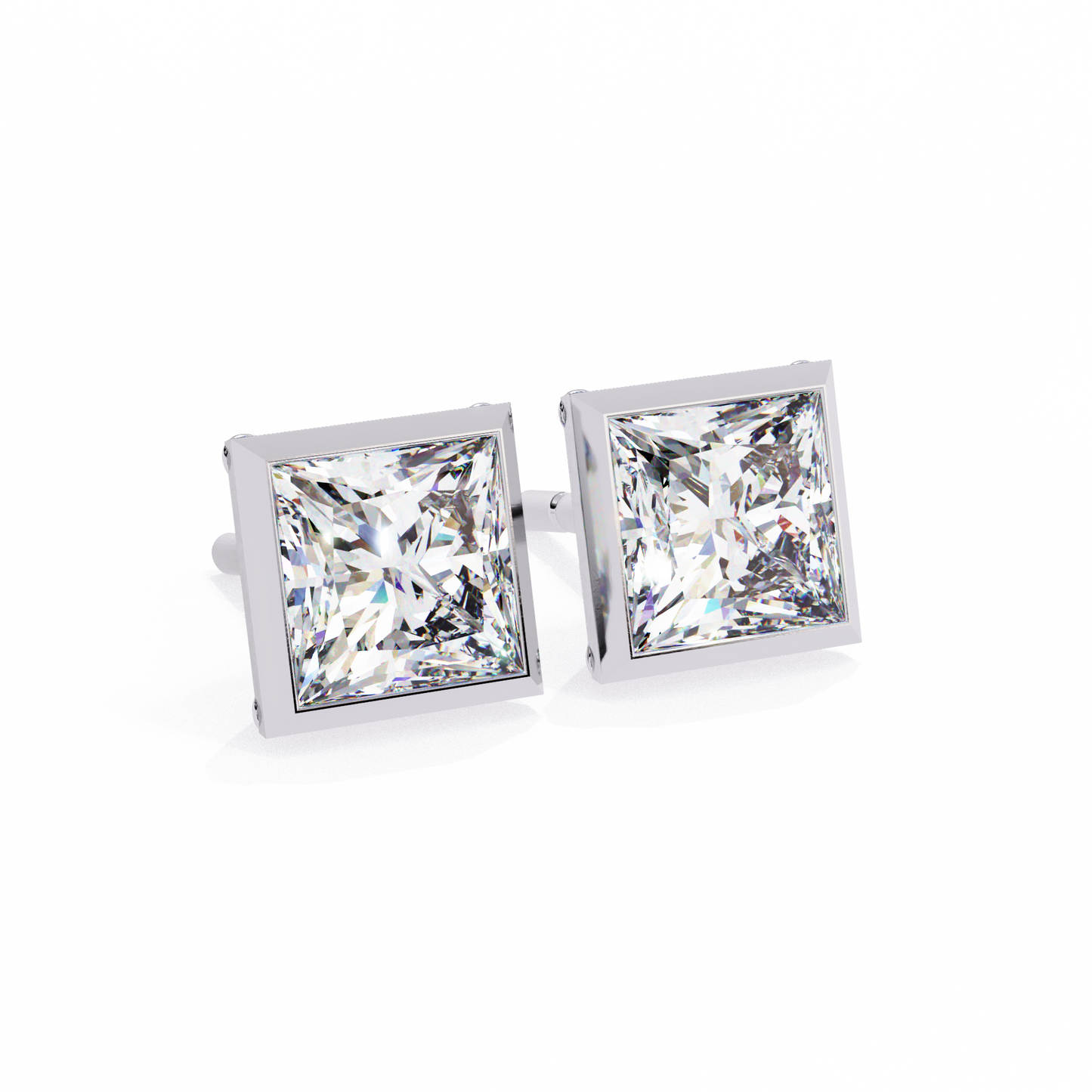 Queen’s Edge – Princess Cut Lab Diamond Stud Earrings