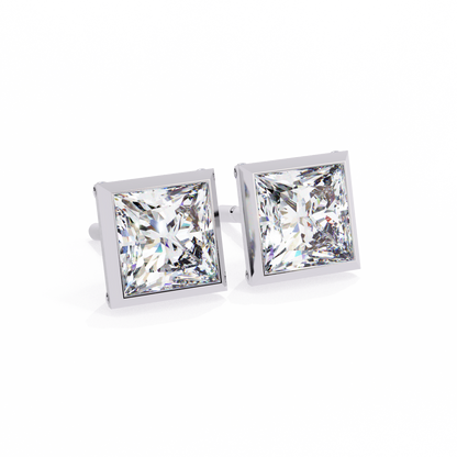 Queen’s Edge – Princess Cut Lab Diamond Stud Earrings