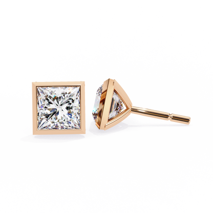 Queen’s Edge – Princess Cut Lab Diamond Stud Earrings