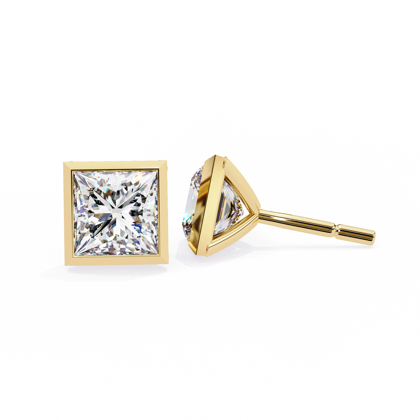 Queen’s Edge – Princess Cut Lab Diamond Stud Earrings